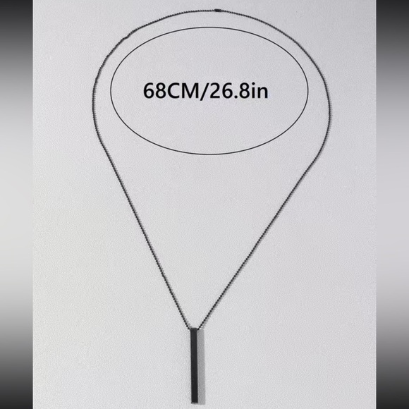 NEW Men’s 2 Pack Rectangle Iron Metal Pendant with Cuban Chain Necklace (26.8in) - Picture 4 of 7